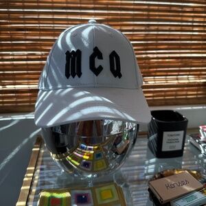 Alexander McQueen White Baseball Cap with Black MCQ Logo